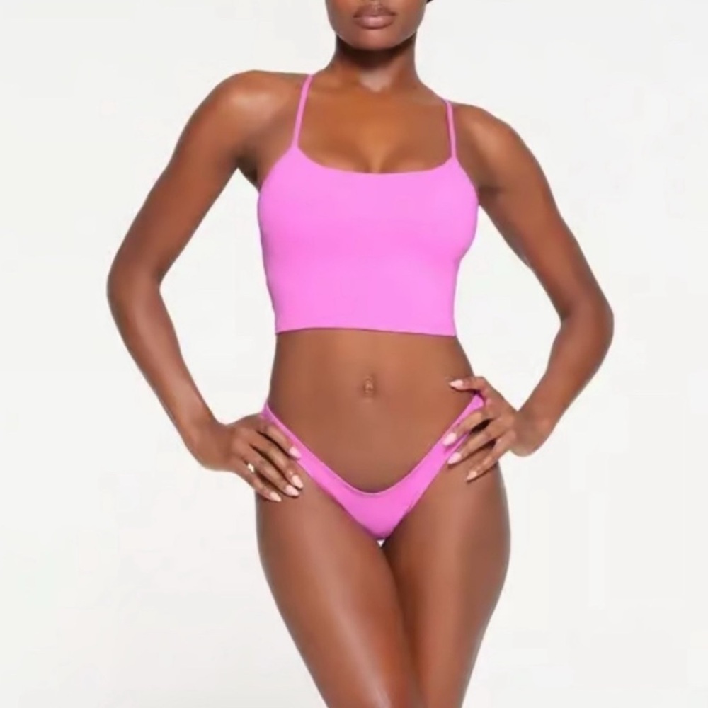 SKIMS Neon Orchid Pink Cami Tank Bikini Top•NWT•Large
